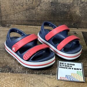 Crocs Crocband Cruiser Sandals Toddler Kids Size C6 Navy Blue Varsity Red Unisex